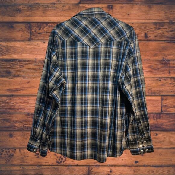 5 for $25🔥Wrangler Western Plaid Pearl Snap Button Front Shirt XL - Picture 2 of 7